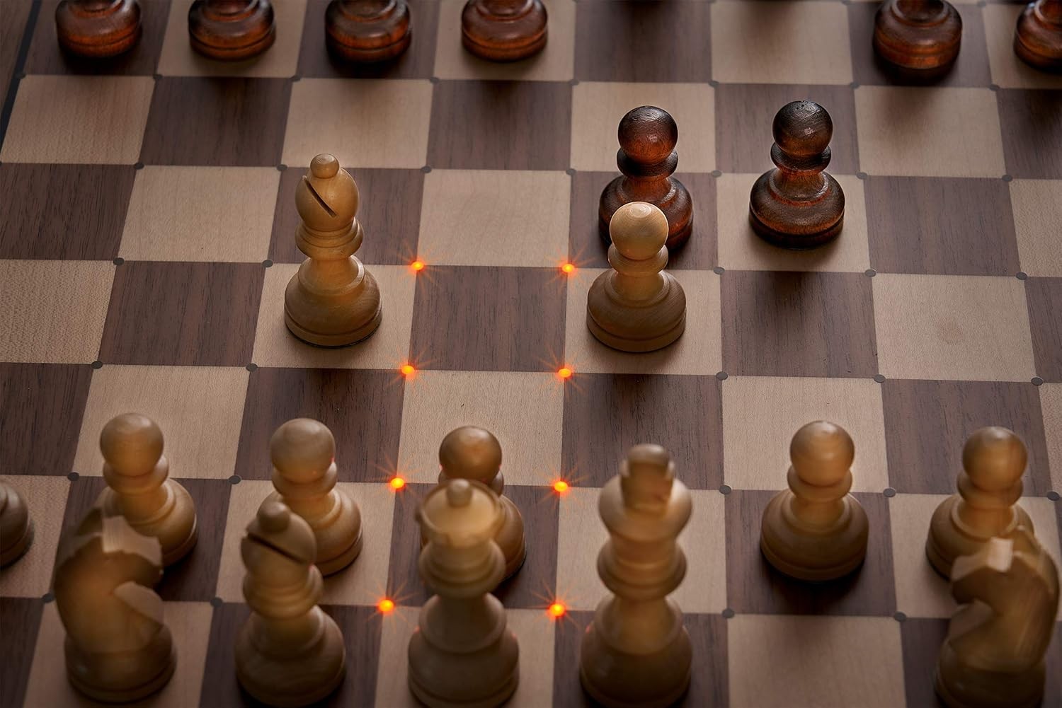 Luxury Wooden Electronic Chess Board with Piece Recognition & LED Indicators