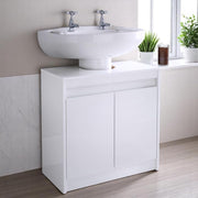 Modern White Under Sink Cabinet Bathroom Storage Unit – 2 Door High Gloss