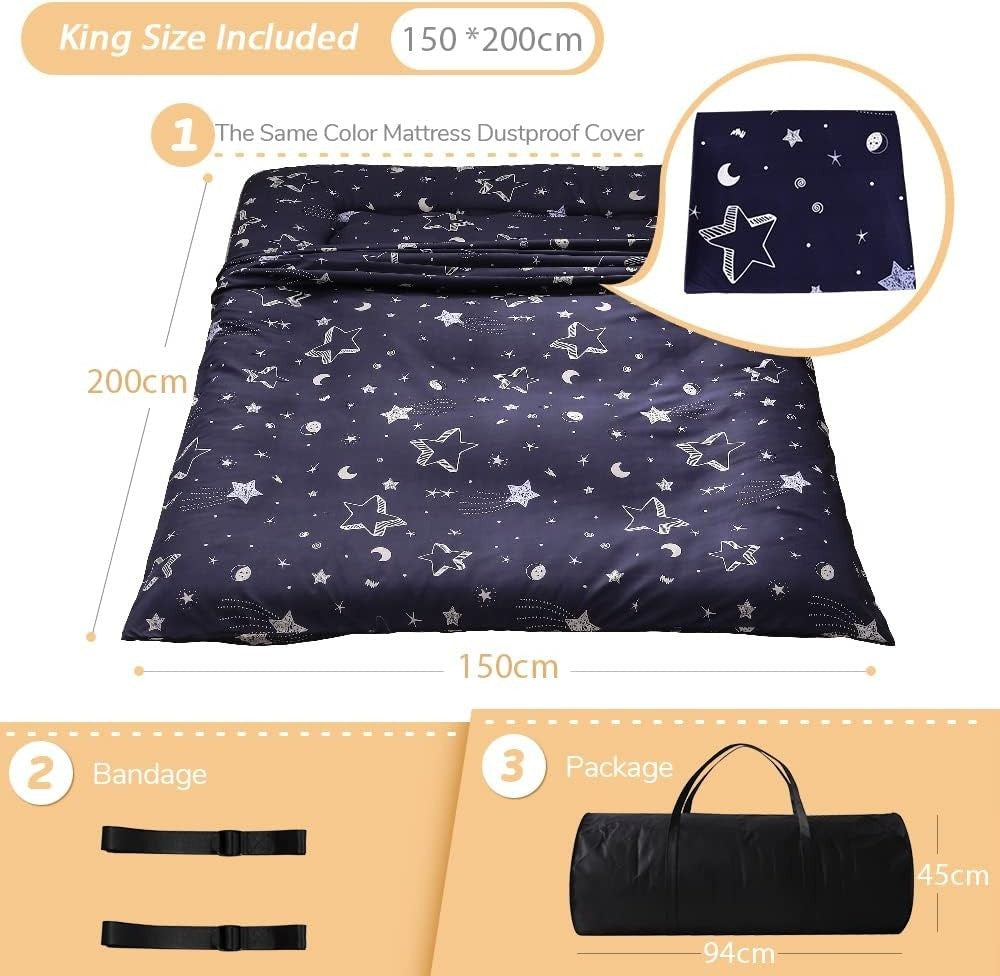 King Size Japanese Floor Mattress Futon, Thick Tatami Pad, Foldable & Portable