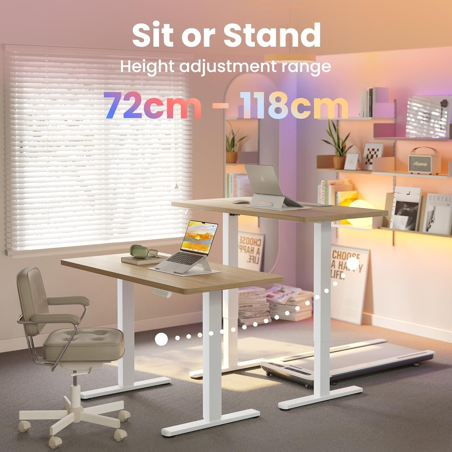 Electric Standing Desk Height Adjustable Sit Home Office Table 80x48cm