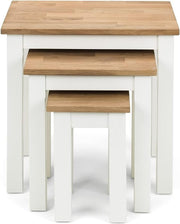 Oak Nesting Side Tables Set of 3 White Traditional Living Room Furniture