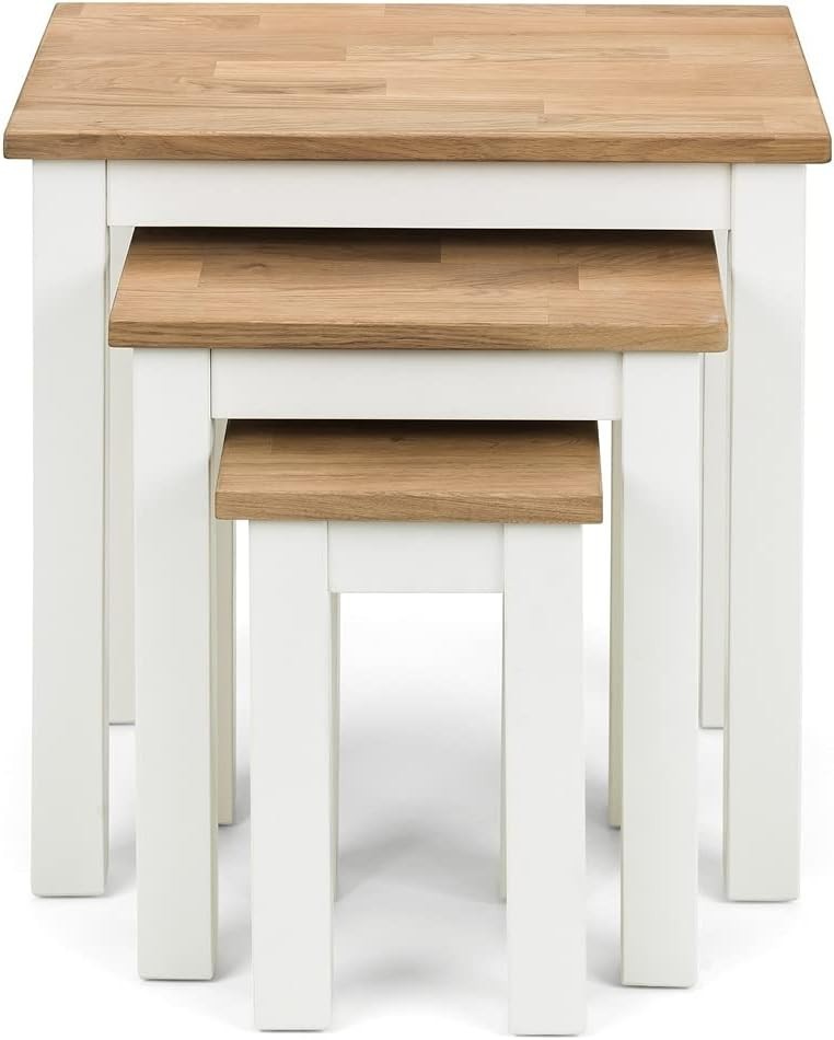 Oak Nesting Side Tables Set of 3 White Traditional Living Room Furniture