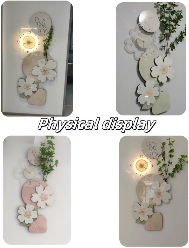 Floral LED Wall Clock 80cm Modern Acrylic Art Decor Silent Bedroom Living Room