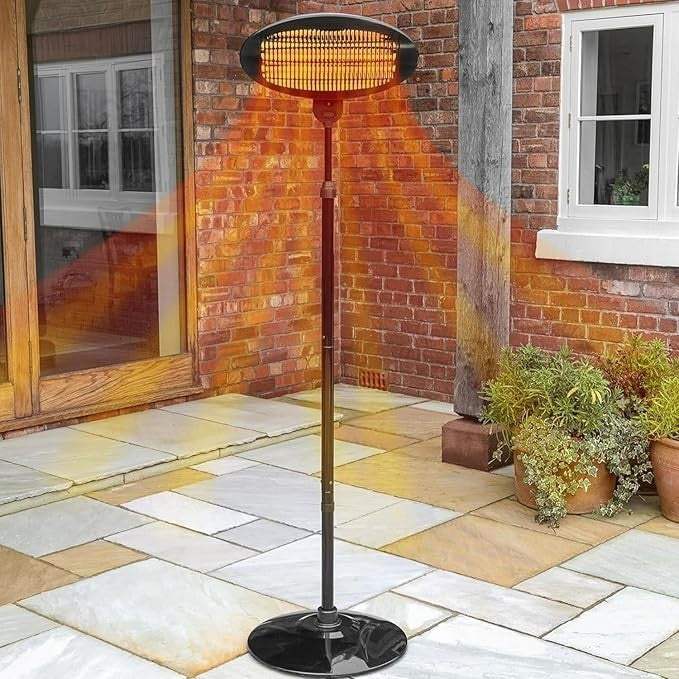 Outdoor Electric Patio Heater 2000W Freestanding Waterproof Adjustable Height