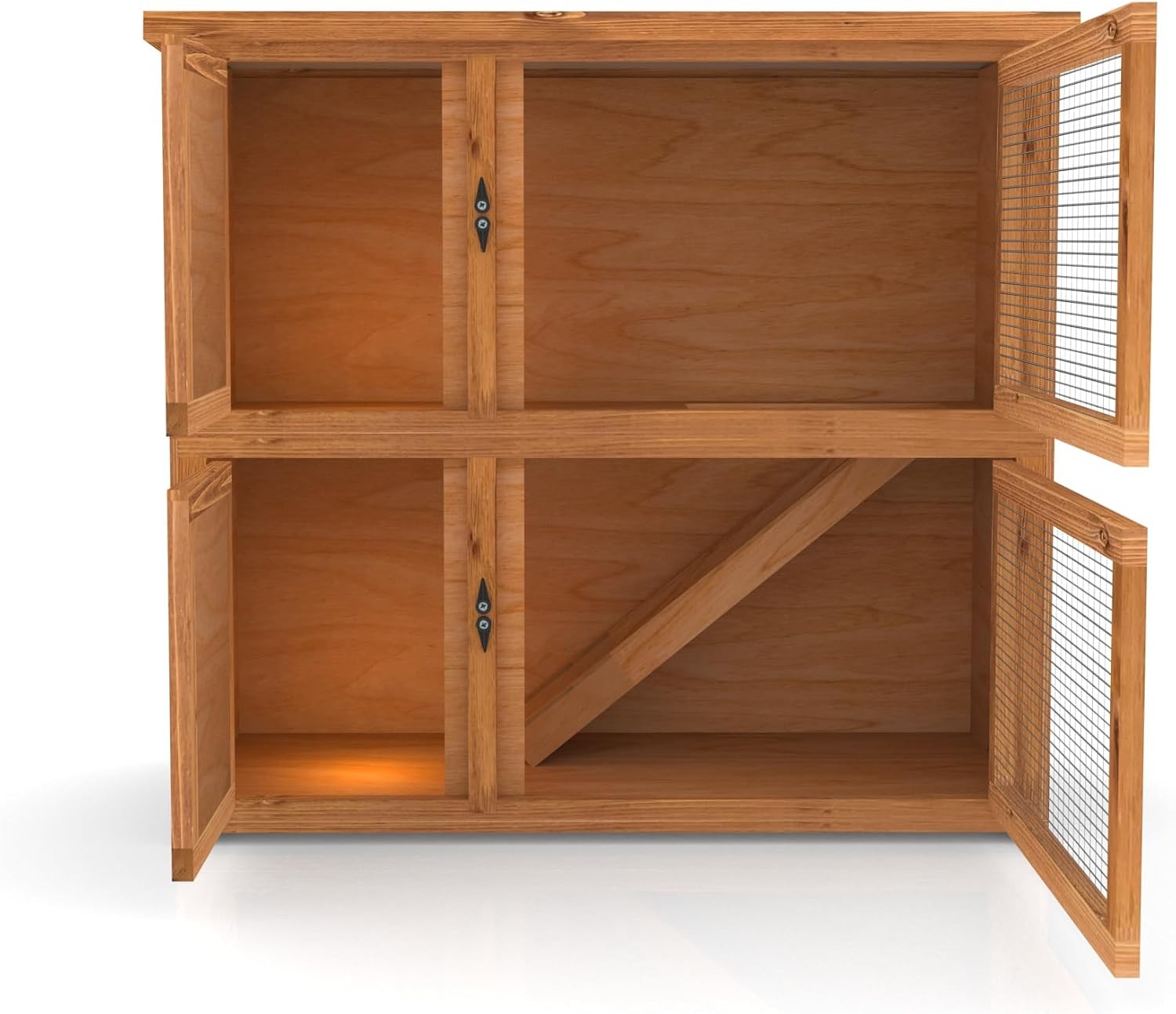 3ft Double Rabbit Hutch Fully Assembled Indoor Outdoor Wooden Cage