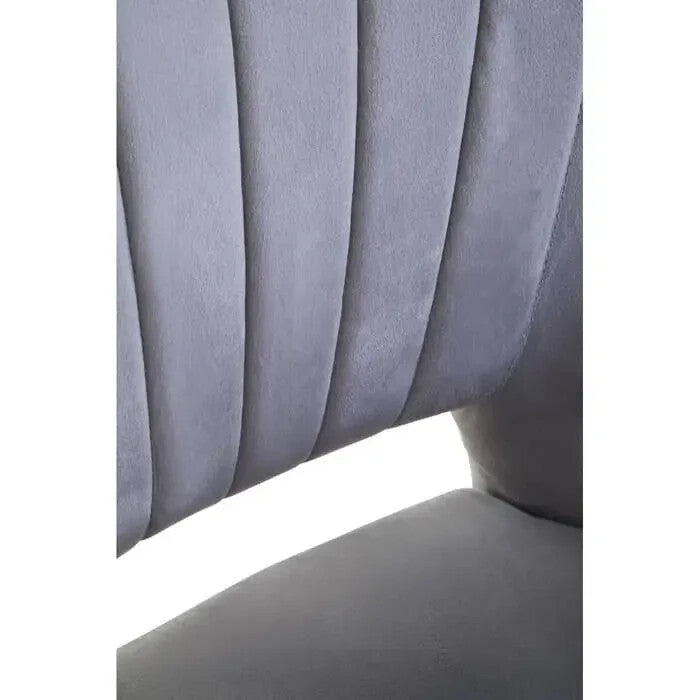 Grey Velvet Armchair Cut Out Back Gold Tip Legs Lounge Bedroom Chair