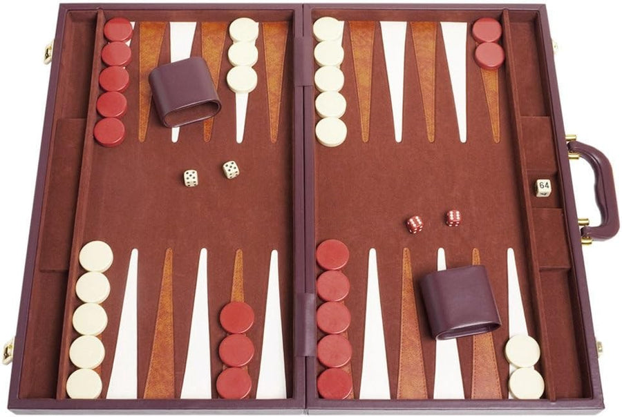Tournament Backgammon Set 50cm Leatherette Folding Board Luxury Strategy Game