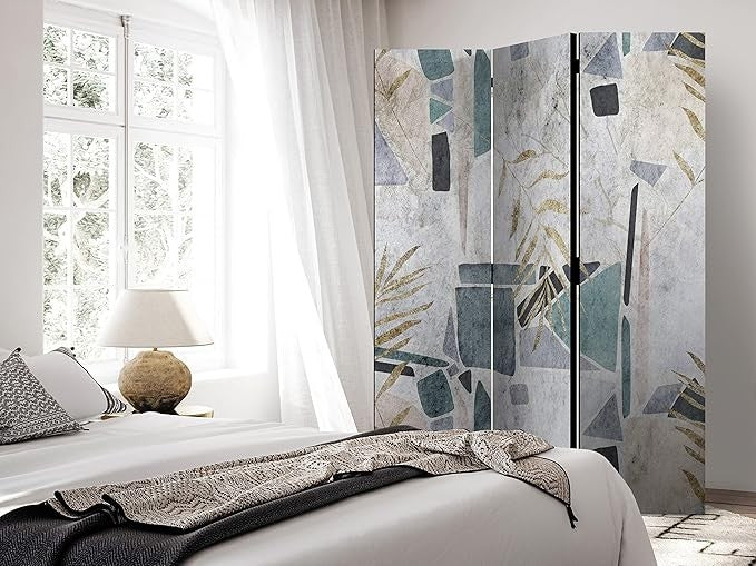 Tropical Palm Leaf Folding Room Divider 3 Panel Canvas Privacy Screen 135x172cm