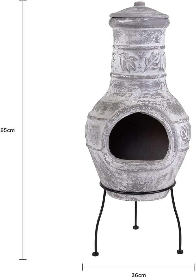Outdoor Clay Chiminea Patio Heater Firepit Rustic Garden Heating 85cm