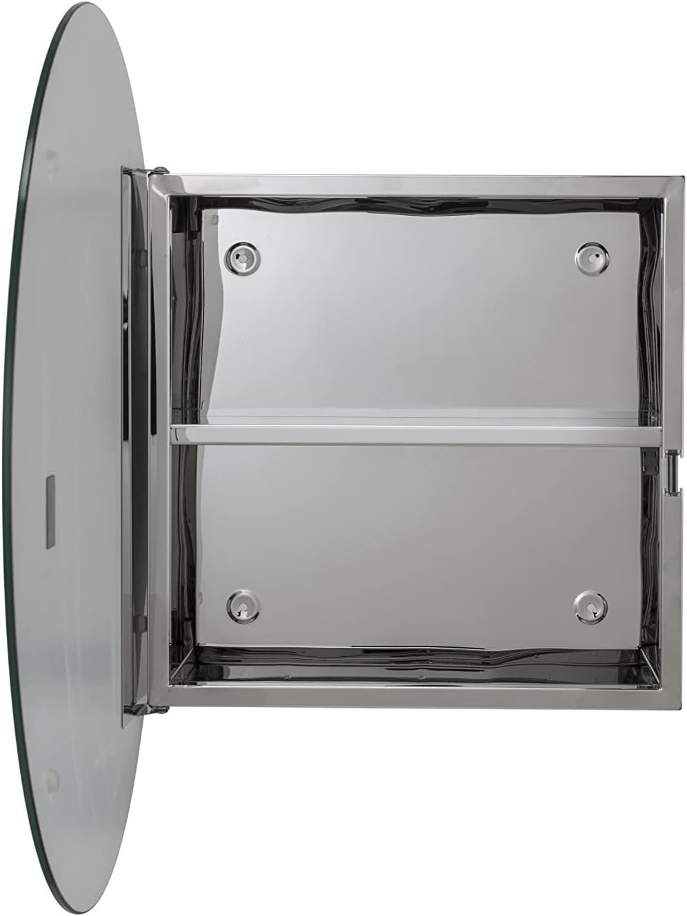 Wall-Mounted Round Bathroom Mirror Cabinet 50cm Stainless Steel Storage