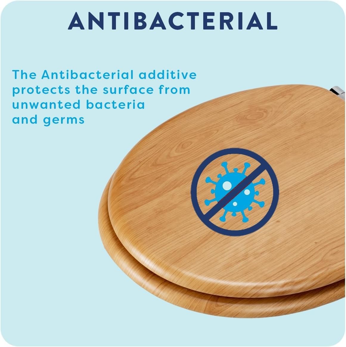 Light Oak Wooden Toilet Seat Soft Close Quick Release Antibacterial Durable