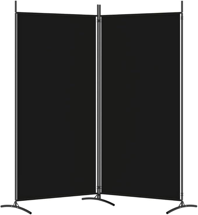 Black 2 Panel Room Divider 175cm Folding Privacy Screen – Modern Fabric