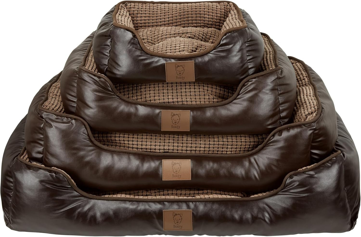Large Faux Leather Dog Bed 90x75x20cm Washable Chew Resistant