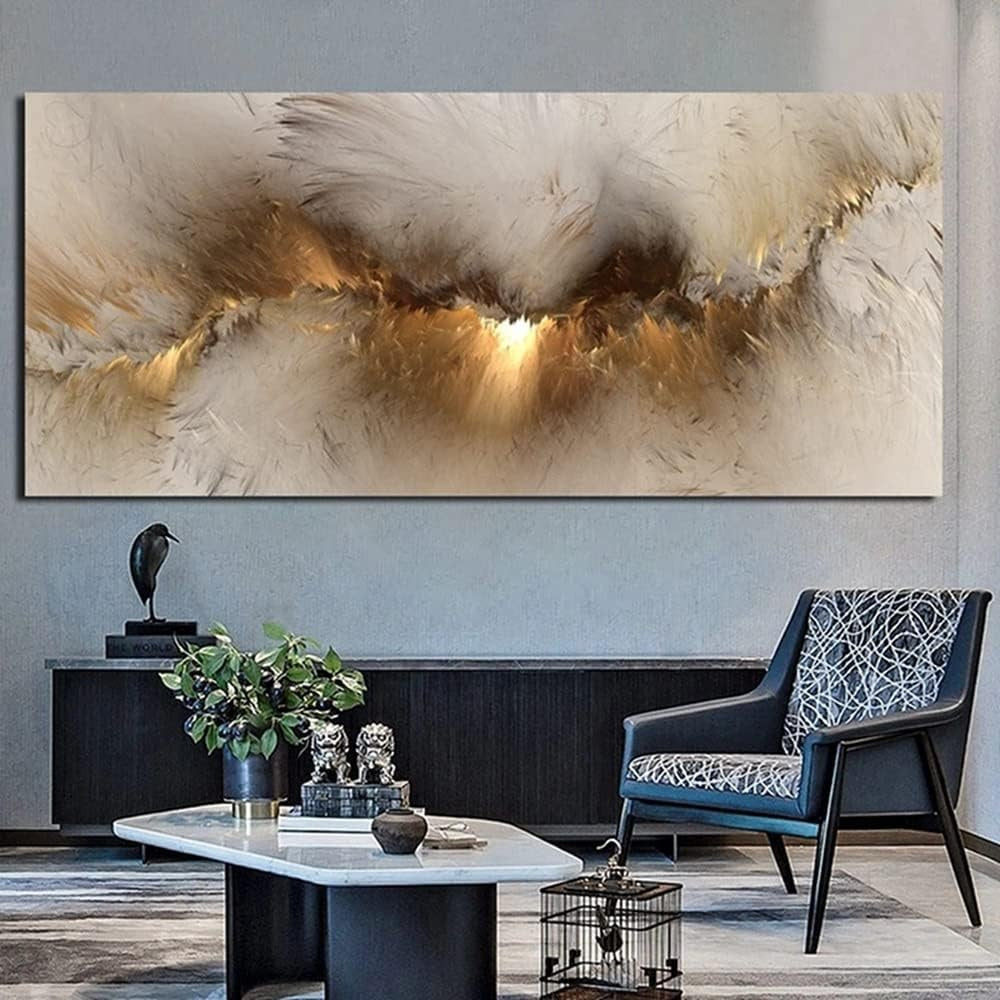 Gold Abstract Aurora Canvas Wall Art – Large Modern XXL 40x80cm Print