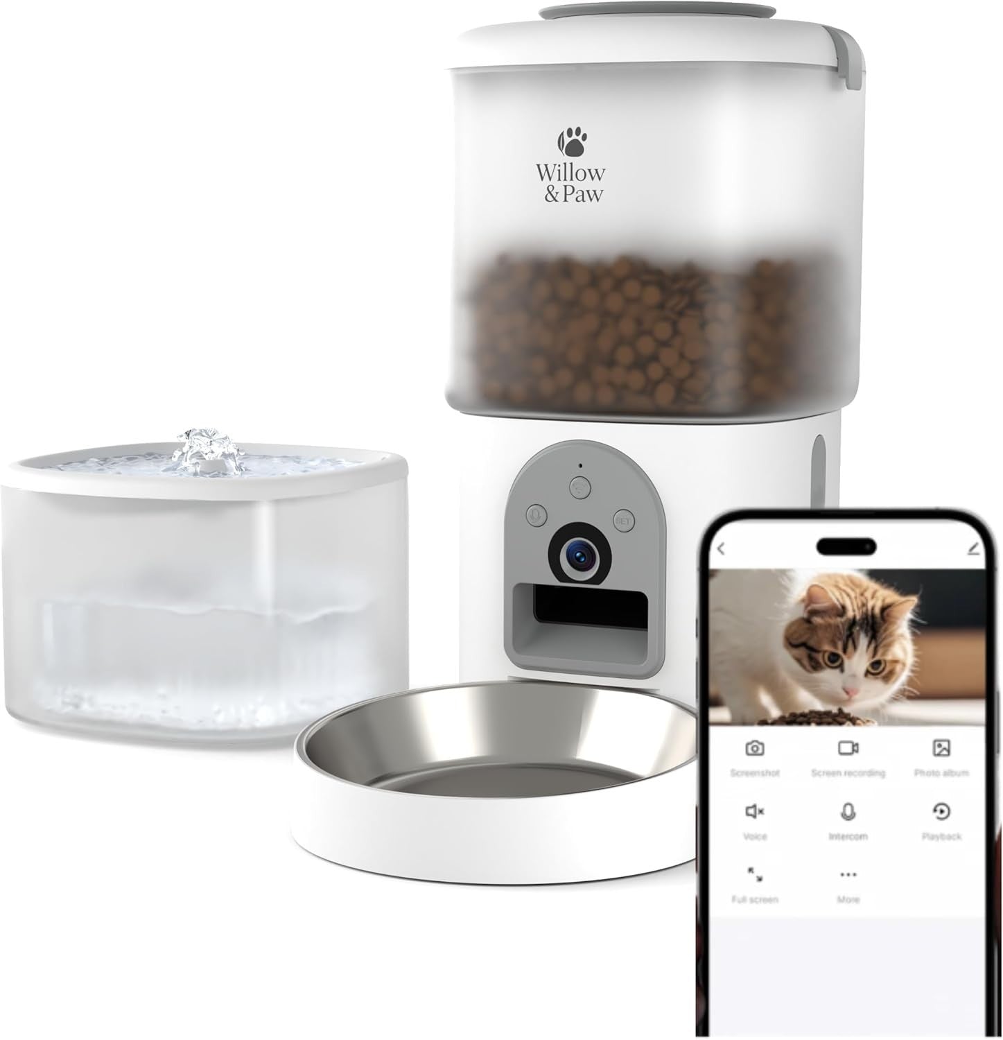 Smart Pet Feeder & Water Fountain HD Camera WiFi App Control 4.5L