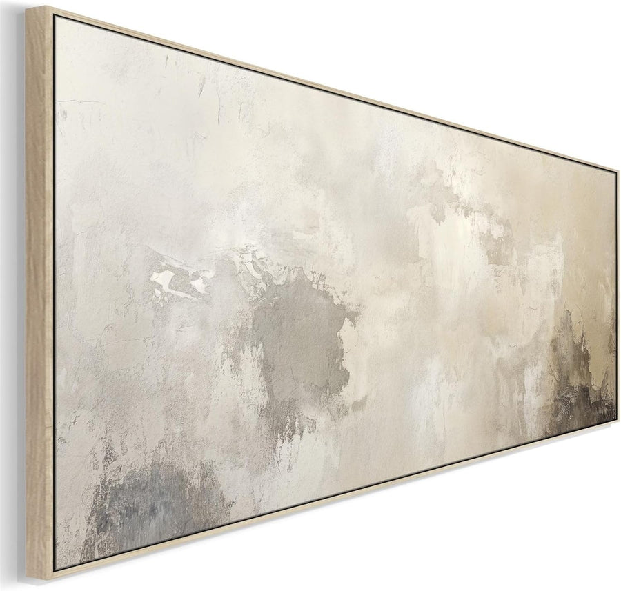 Large Beige Abstract Canvas Wall Art Framed 143x52cm