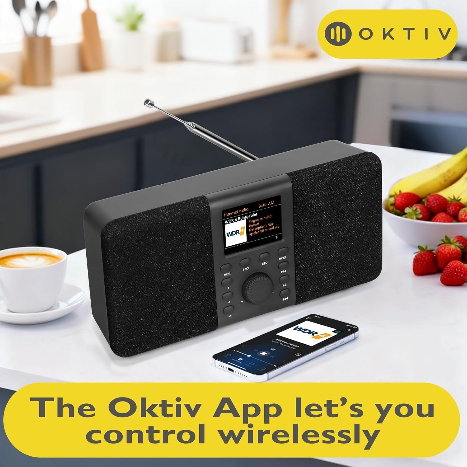 Portable DAB/DAB+ FM Internet Radio with WiFi, Bluetooth & Dual Alarms