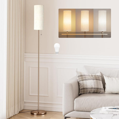 Beige Floor Lamp 64in Standing Lamp Bedroom Living Room E27 Bulb Included