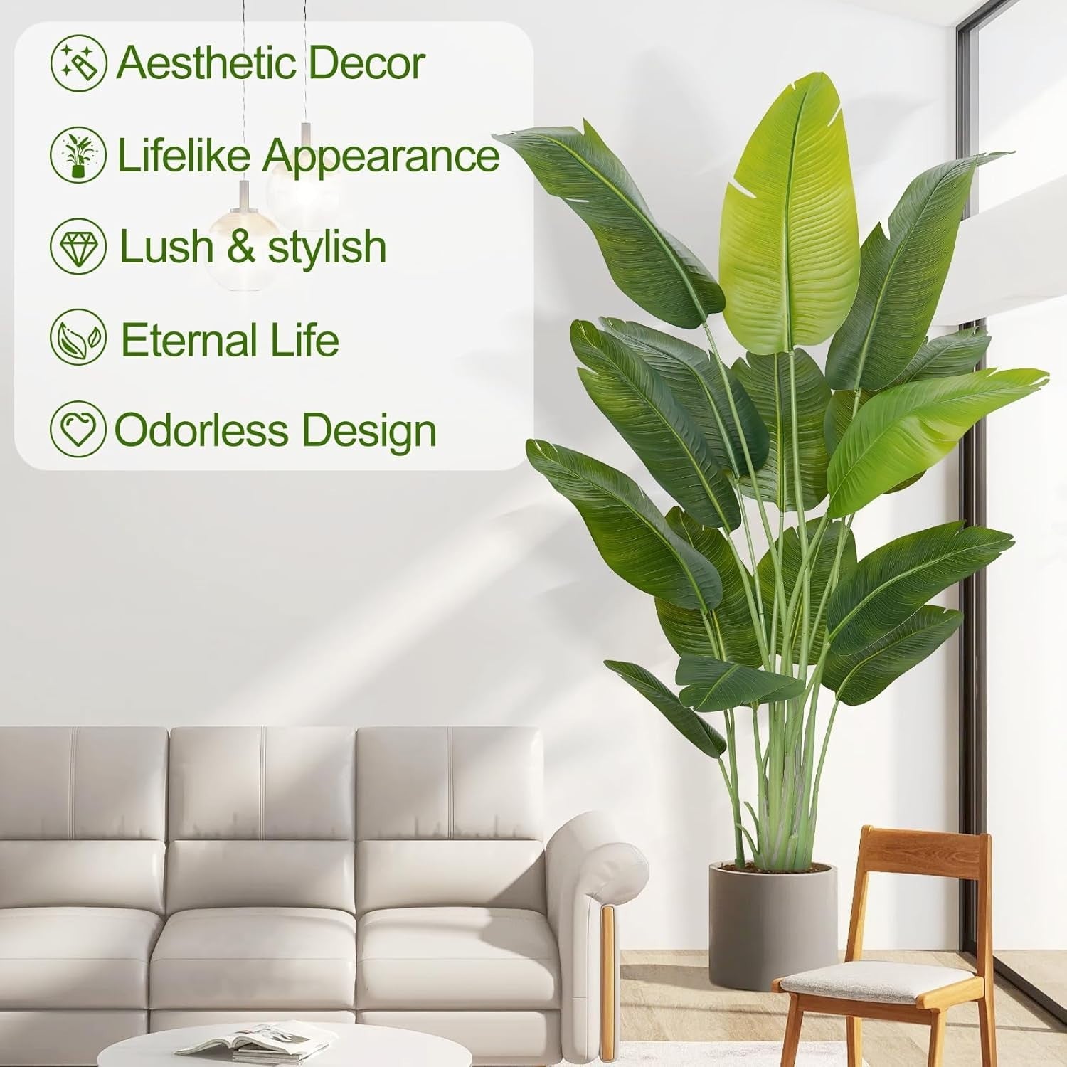 Set of 2 Bird of Paradise Plants 200cm Lifelike Indoor Potted Tropical Banana