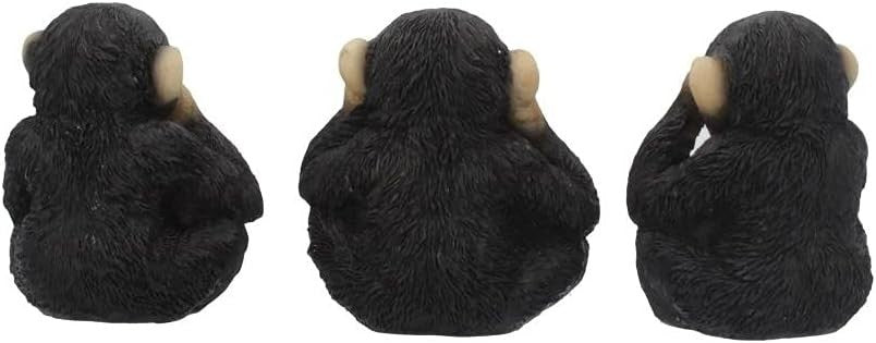 Three Wise Chimp Figurines 8cm Resin Monkey Ornaments See No Hear No Speak Decor