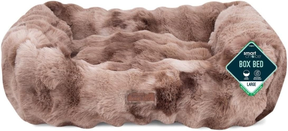 Large Faux Fur Dog Bed 71x58cm Fluffy Warm Brown