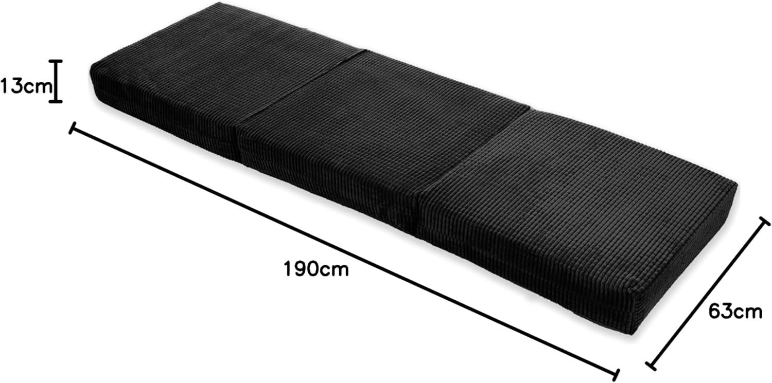 Z Bed Chair Futon Mattress Black Fold Out Single Sofa Bed Footstool Seat