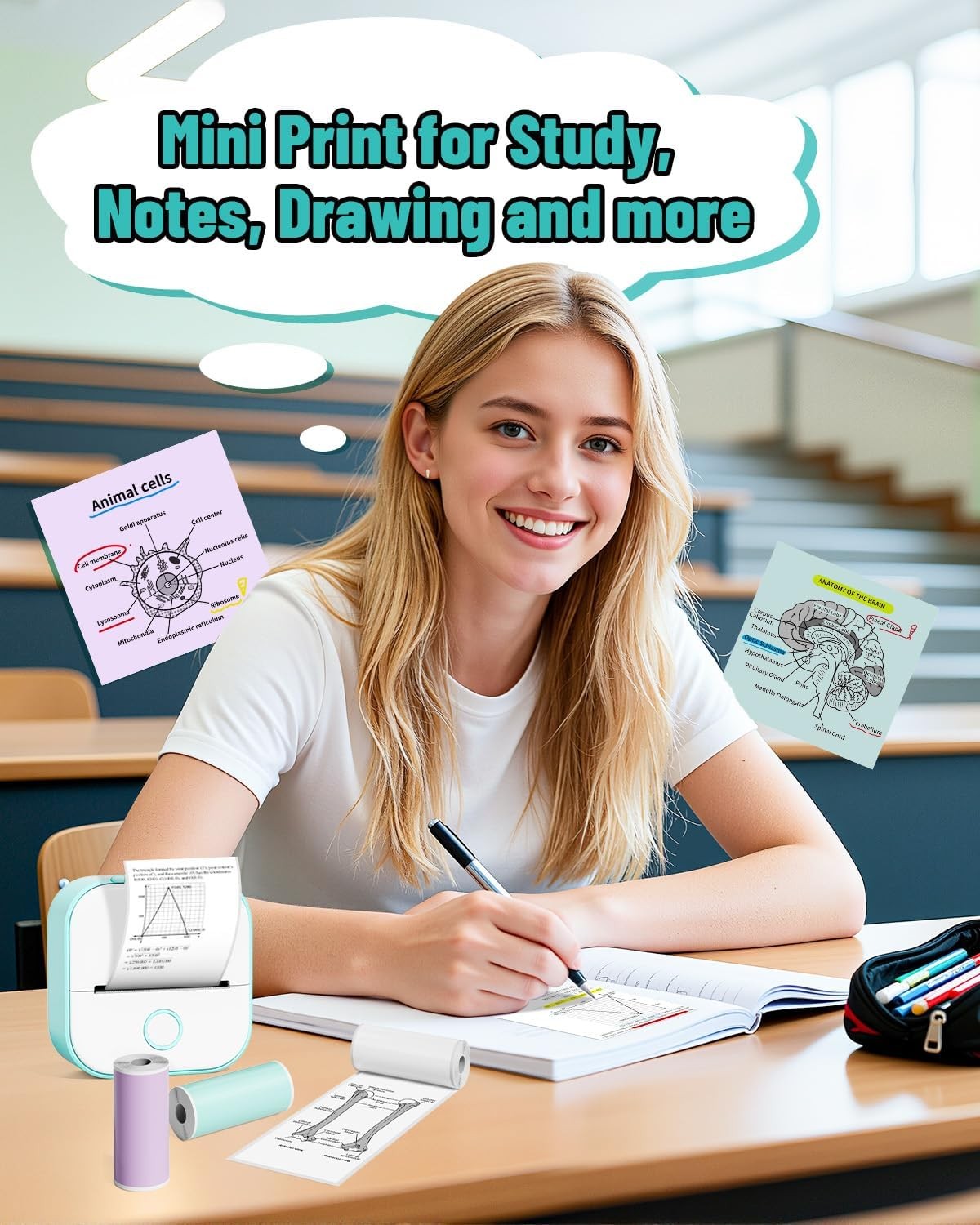 Mini Bluetooth Thermal Sticker Printer T02 Green Portable
