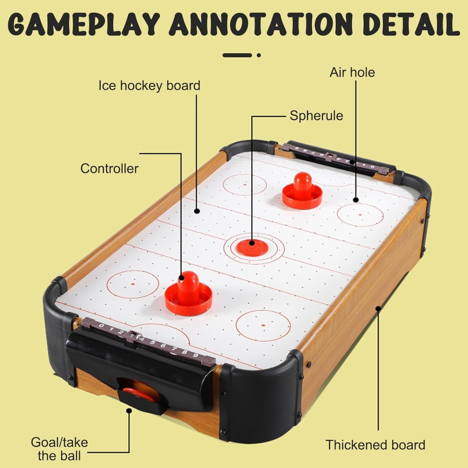 Portable Mini Air Hockey Table Kids Electric Fan Floating Game