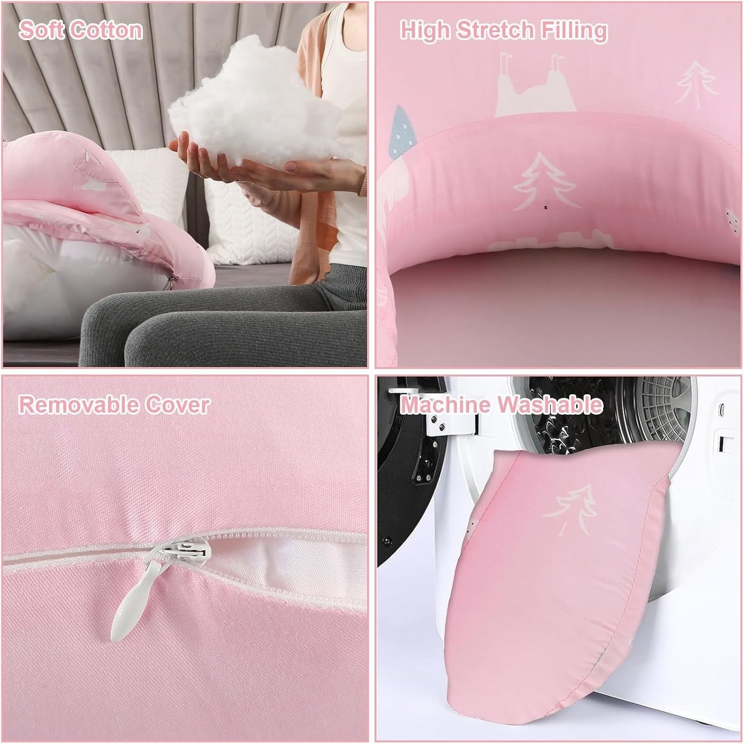 Breastfeeding Nursing Pillow 32" Maternity Support Feeding Cushion Pink