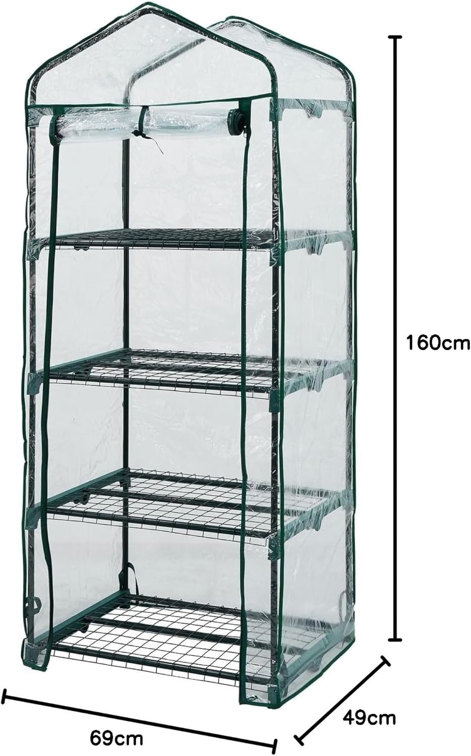4-Tier Mini Greenhouse with Clear PVC Cover & Zipped Door for Outdoor Plants
