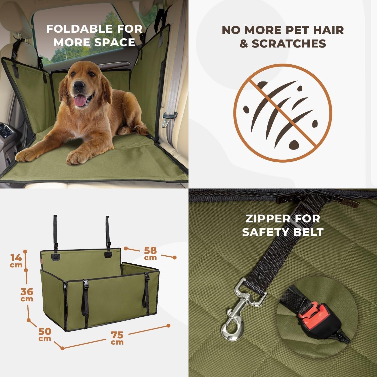 Heavy Duty Dog Car Seat Waterproof Travel Bed Safety Belt Up To 26kg