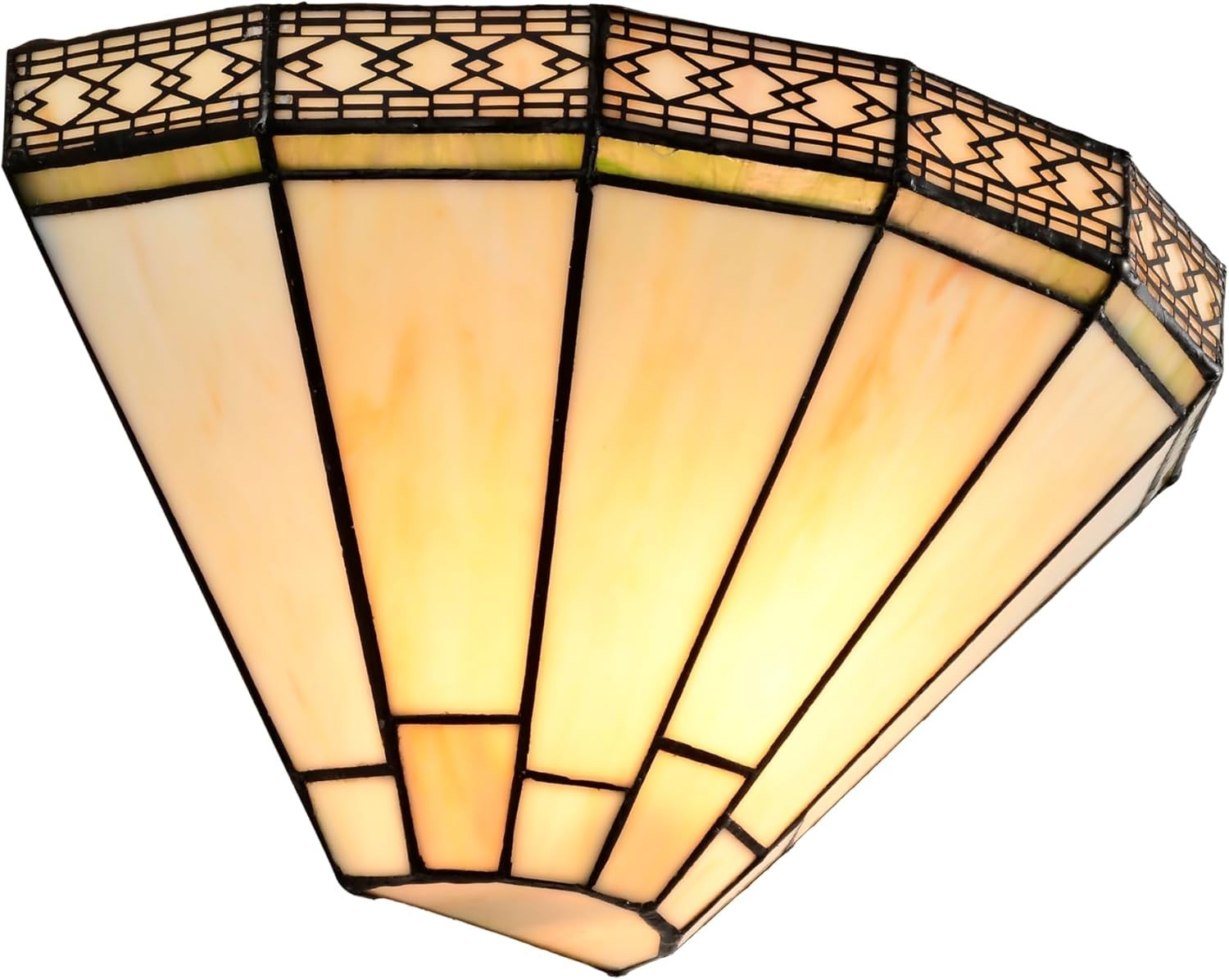 Stained Glass Uplighter Wall Light Vintage Art Deco Style 12x7.5” Living Room
