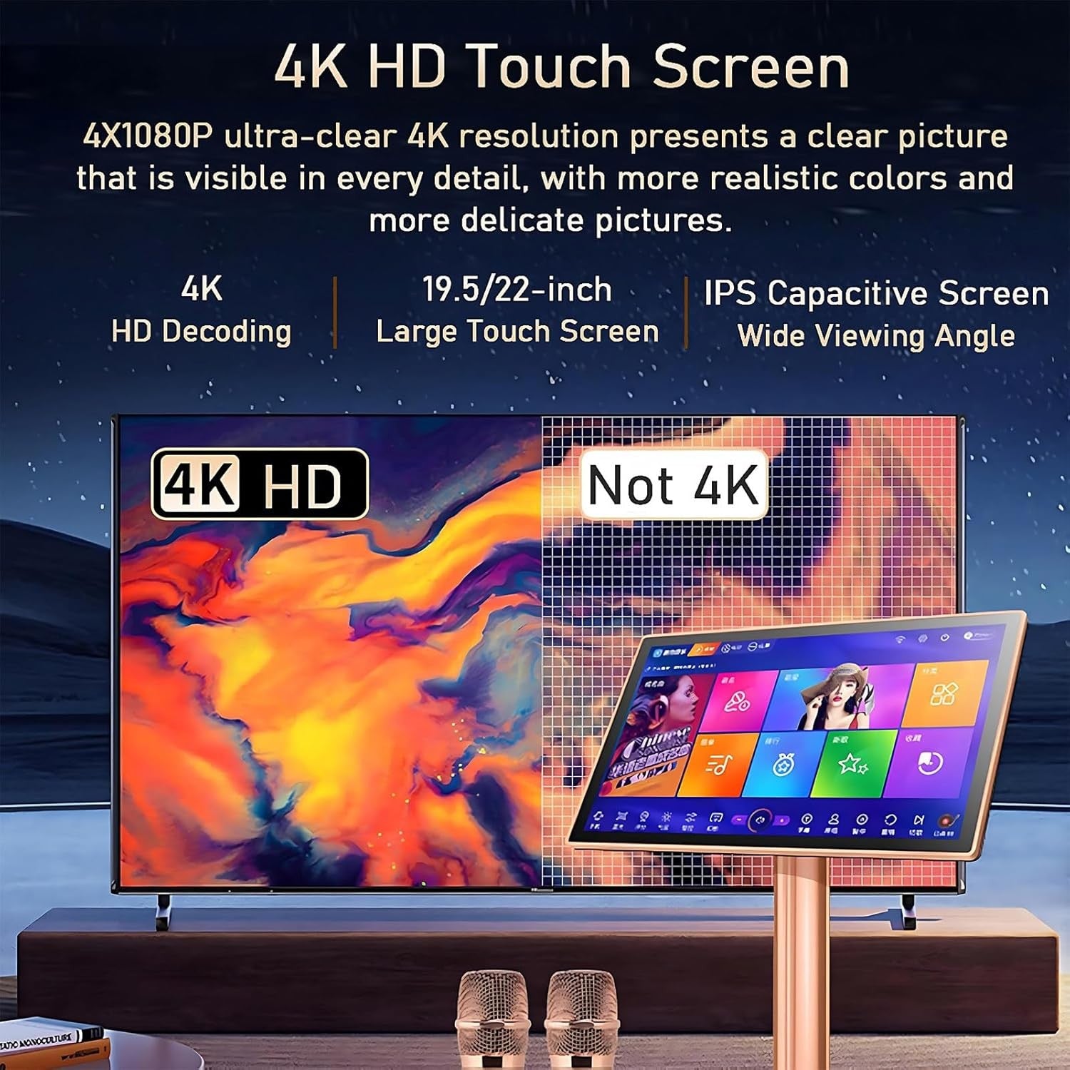 22" Touchscreen Karaoke Player Jukebox 8TB Songs Machine 26-Language
