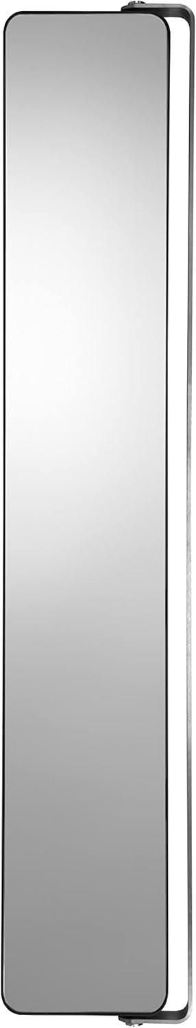 Tall Bathroom Mirror Cabinet Lockable 4 Shelves Matt Black Storage