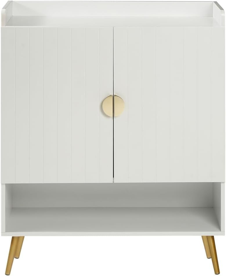 Modern White Shoe Cabinet 2 Door Cupboard w/ Adjustable Shelves 80x35x100cm