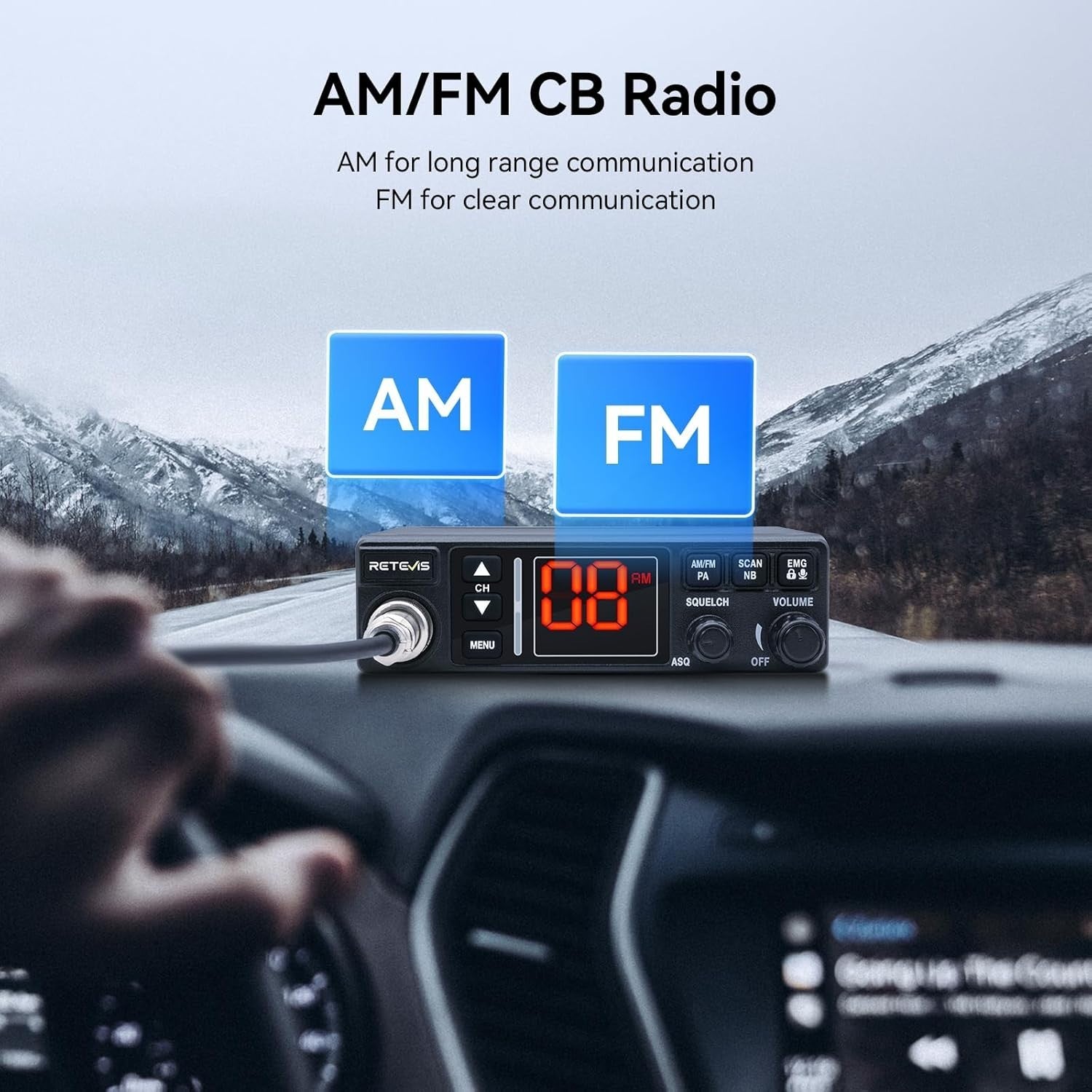 Portable 12/24V CB Radio Kit with Antenna, AM/FM, PA & VOX