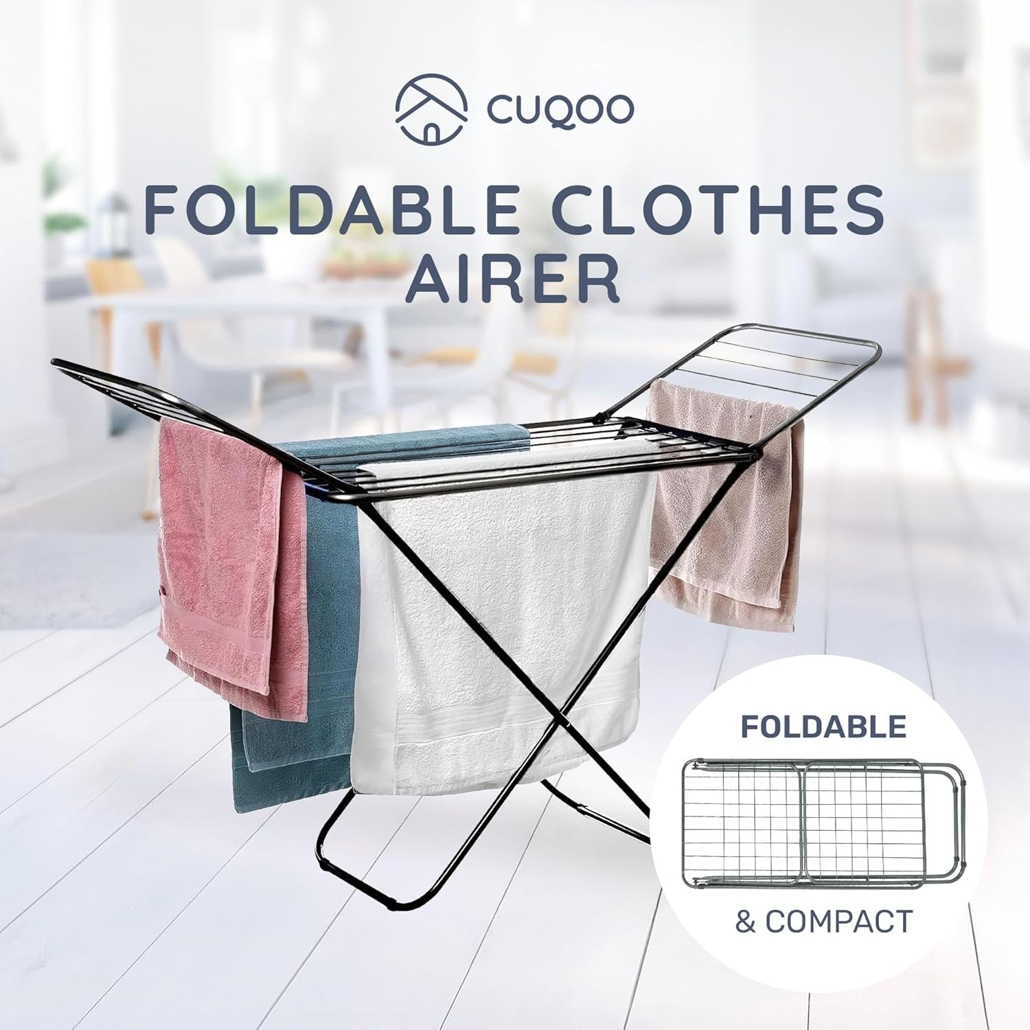 Heavy Duty Foldable Clothes Airer with Wings 22 Bars Indoor Outdoor Drying Rack
