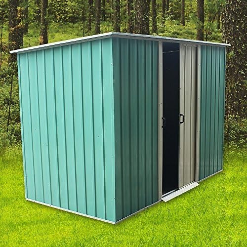 Metal Garden Storage Shed 6x4ft Waterproof Outdoor Tool & Bike Shed Green