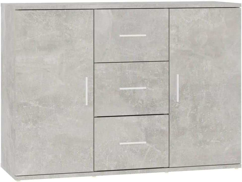 Modern Grey Sideboard Cabinet with 3 Drawers & 2 Doors – Living Room Storage