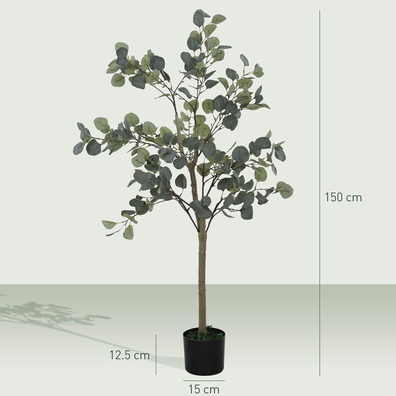 150cm Artificial Eucalyptus Tree Silver Dollar Leaves in Pot Home Garden Decor