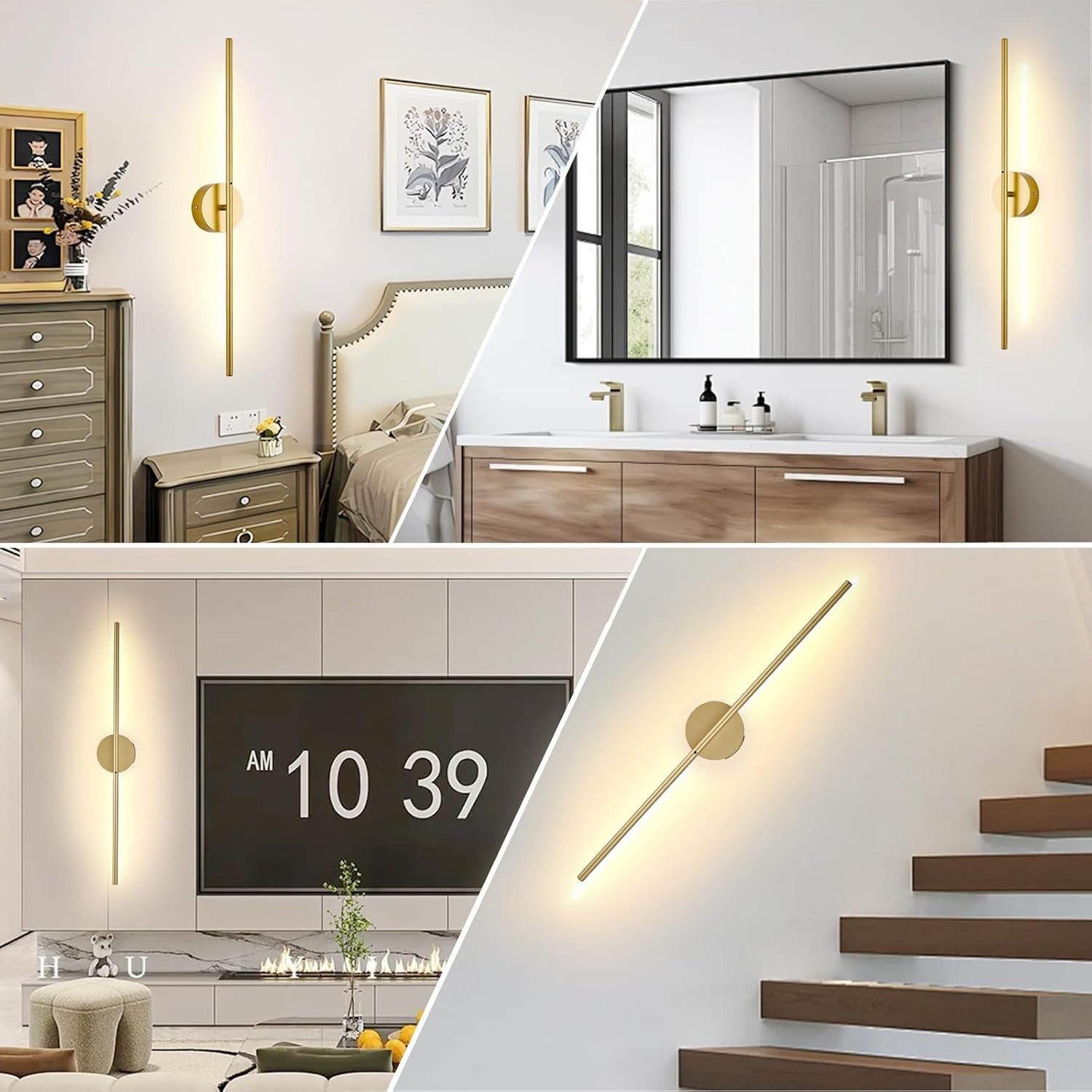 Rechargeable LED Wall Lights 15 Colors Remote Touch Dimmer 80CM Gold