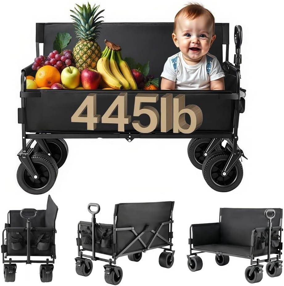 445lbs Folding Festival Trolley Converts to Bench Heavy Duty Camping Beach Wagon