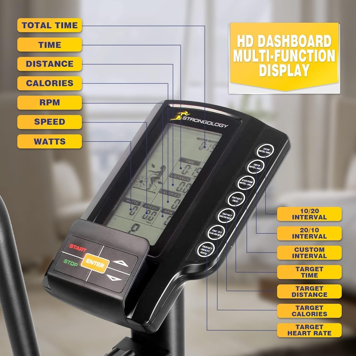 Heavy Duty Air & Magnetic Assault Bike 15-Level Resistance LCD Full-Body Trainer
