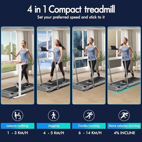 Foldable Home Treadmill 3.2HP 4% Incline Shock Absorbing Belt