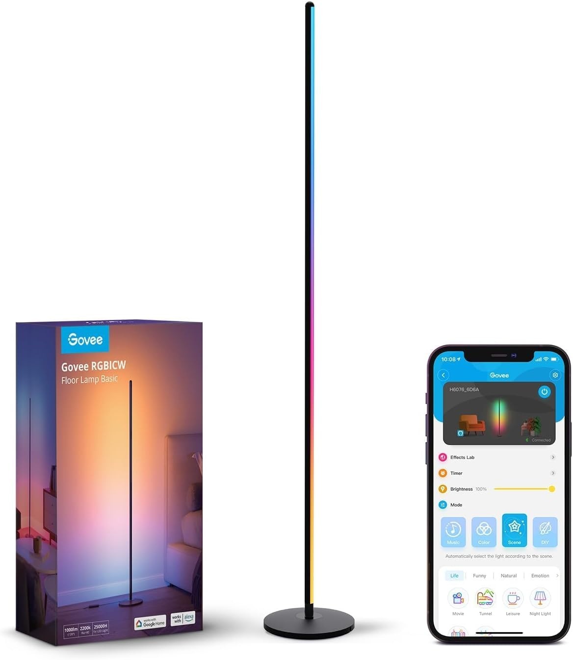 RGB Corner Floor Lamp Smart LED Light 61 Modes Music Sync Alexa Mood Lamp