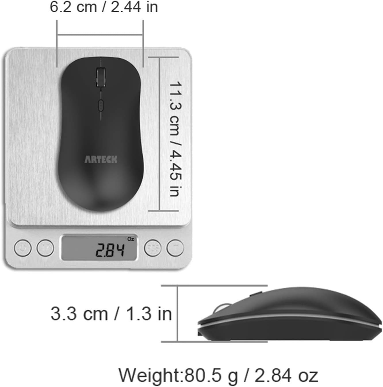 Wireless Rechargeable Mouse Silent Click 2.4G USB Ergonomic PC Laptop