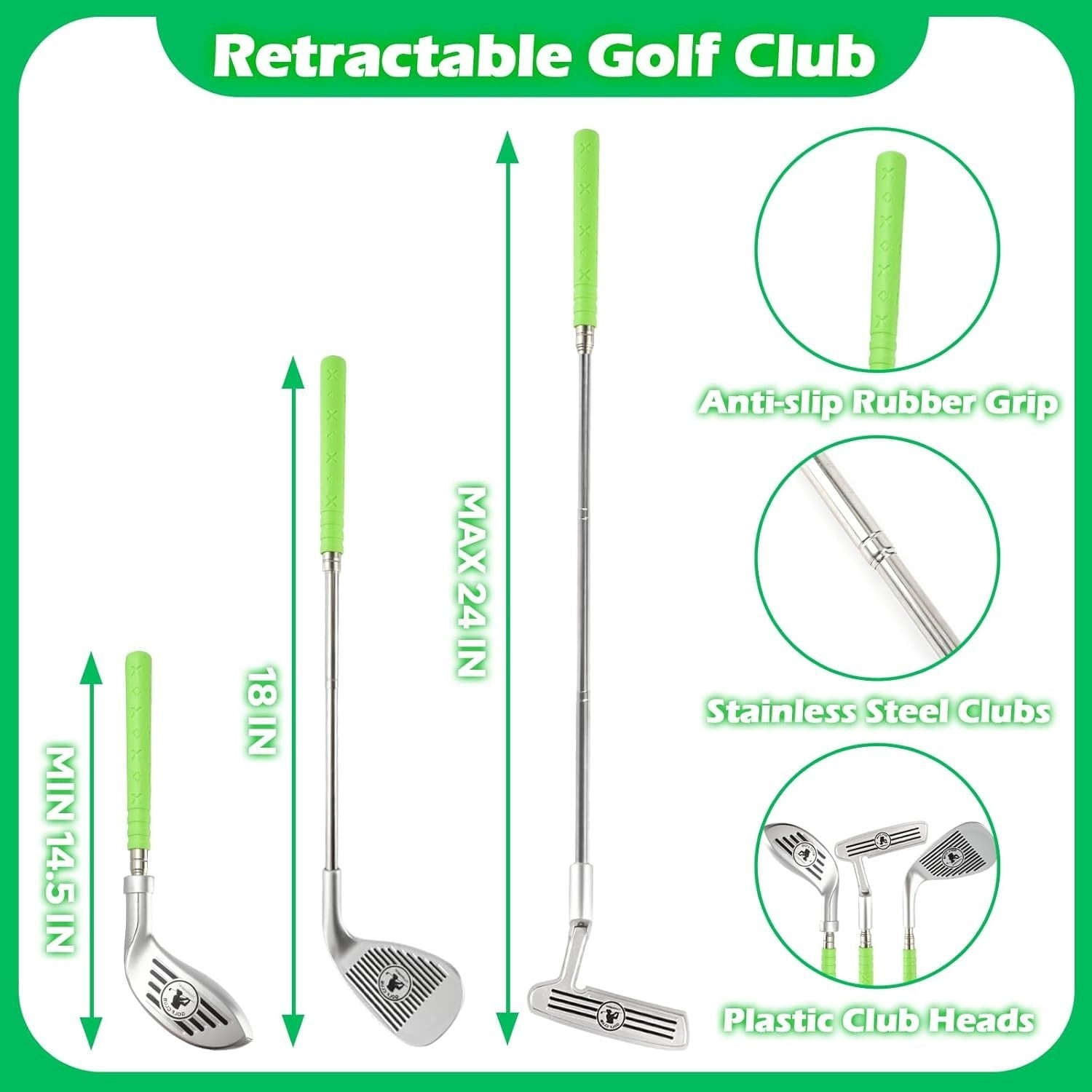 Kids Golf Set Automatic Ball Return Putting Game Indoor Outdoor Toddler Toy