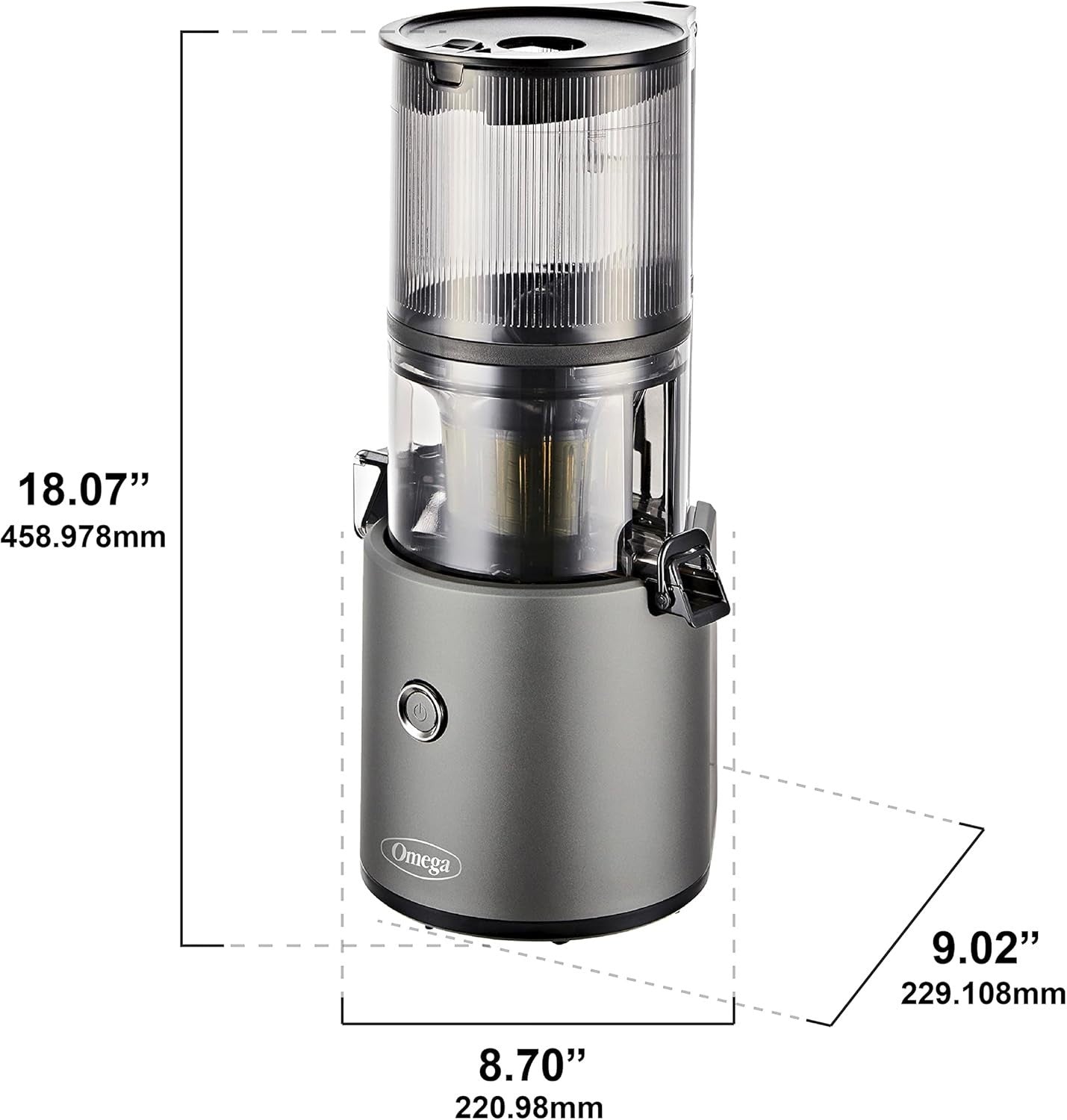 Grey Cold Press Juicer 2L Extra Large Hopper Auto Reverse Easy Clean