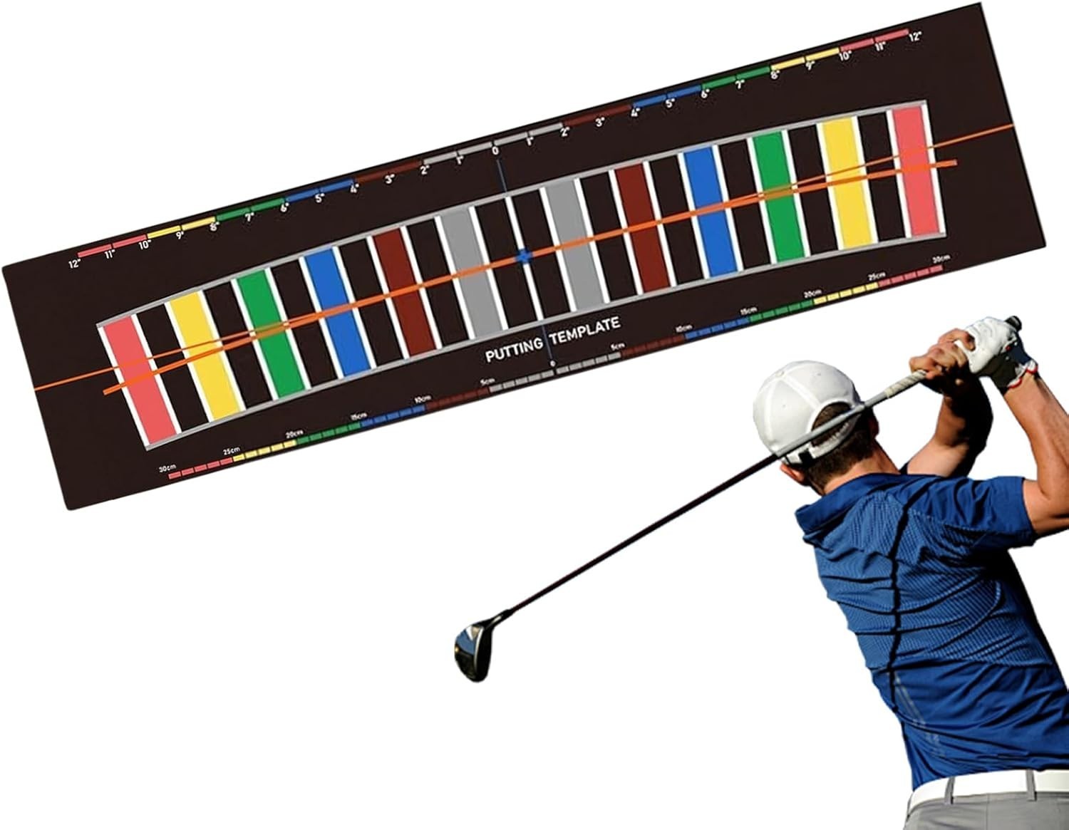 Golf Putting Mat Alignment Trainer 300cm Practice Aid Indoor Outdoor