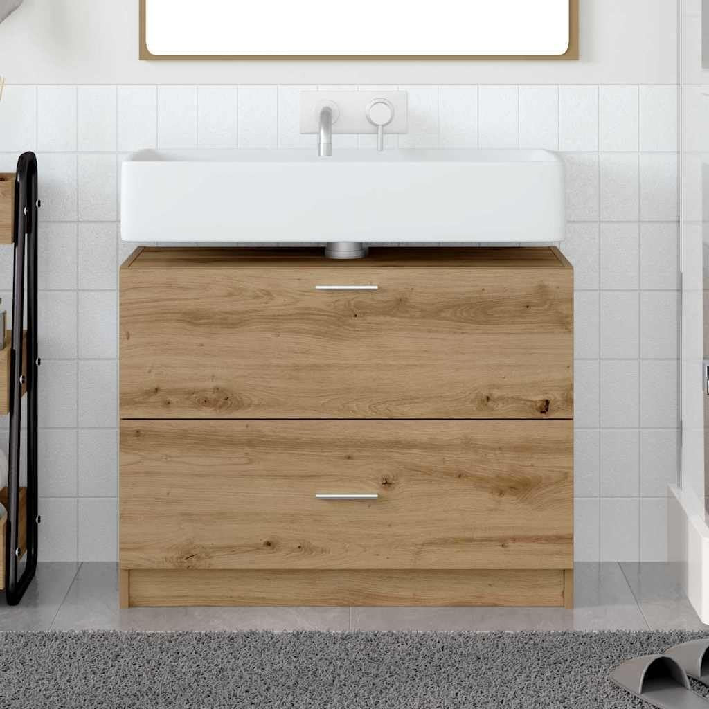 Artisan Oak Under Sink Bathroom Cabinet 78x37x59cm Rustic Vanity Storage Unit